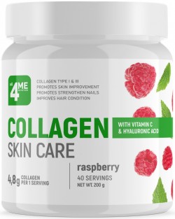 Коллаген 4ME NUTRITION COLLAGEN SKIN CARE +VITAMIN C+ HYALURONIC ACID 200 г (малина)