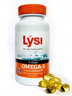 Омега-жиры Lysi Omega-3 + Витамин D  120 капс