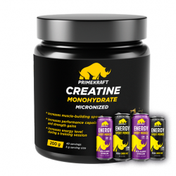 Креатин PrimeKraft Creatine Monohydrate 100% 200 г (энергетик)