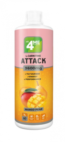 Карнитин 4ME NUTRITION L-CARNITINE + GUARANA ATTACK 3600 1000 мл (манго-груша)