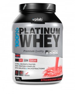 Протеин vplab 100% Platinum Whey 908 г (клубника-банан)