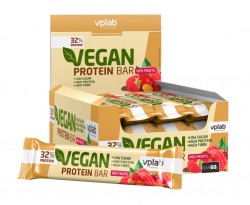 Батончики VPlab Vegan Protein Bar 60 г 12 шт (красный фрукт)
